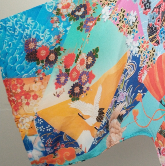 Gorgeous artsy silk crane blouse by Shana M - Picture 4 of 8